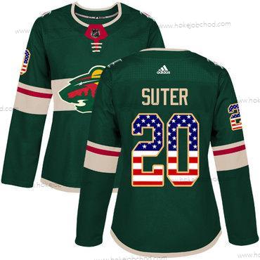 Adidas Žena Minnesota Wild #20 Ryan Suter Zelená Domácí Autentické USA Flag Sešitý NHL Dres