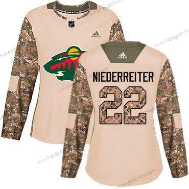 Adidas Žena Minnesota Wild #22 Nino Niederreiter Camo Autentické 2017 Veterans Day Sešitý NHL Dres