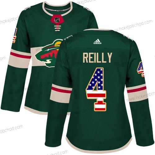 Adidas Žena Minnesota Wild #4 Mike Reilly Zelená Domácí Autentické USA Flag Sešitý NHL Dres