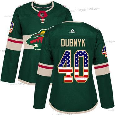 Adidas Žena Minnesota Wild #40 Devan Dubnyk Zelená Domácí Autentické USA Flag Sešitý NHL Dres