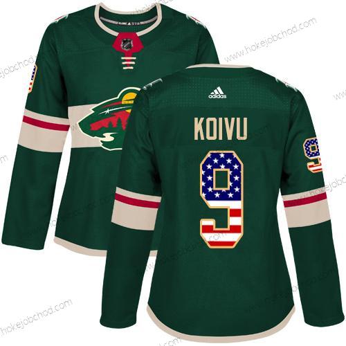 Adidas Žena Minnesota Wild #9 Mikko Koivu Zelená Domácí Autentické USA Flag Sešitý NHL Dres