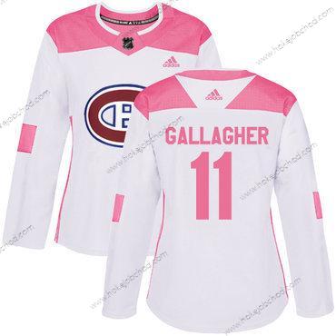 Adidas Žena Montreal Canadiens #11 Brendan Gallagher Bílý Růžový Autentické Sešitý NHL Dres