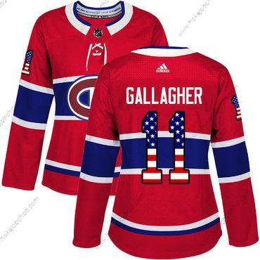 Adidas Žena Montreal Canadiens #11 Brendan Gallagher Červené Domácí Autentické USA Flag Sešitý NHL Dres