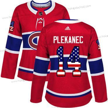 Adidas Žena Montreal Canadiens #14 Tomas Plekanec Červené Domácí Autentické USA Flag Sešitý NHL Dres