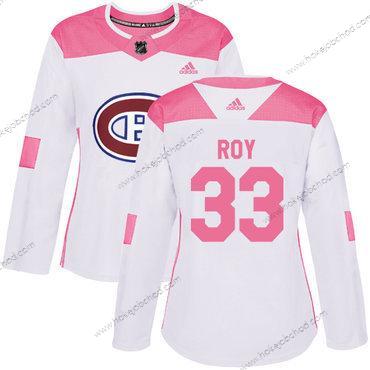 Adidas Žena Montreal Canadiens #33 Patrick Roy Bílý Růžový Autentické Sešitý NHL Dres