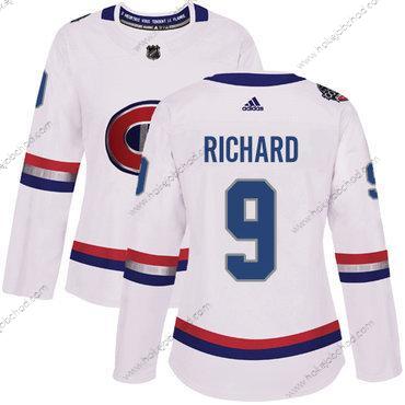 Adidas Žena Montreal Canadiens #9 Maurice Richard Bílý Autentické 1917-2017 100th Klasický Sešitý NHL Dres