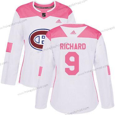 Adidas Žena Montreal Canadiens #9 Maurice Richard Bílý Růžový Autentické Sešitý NHL Dres