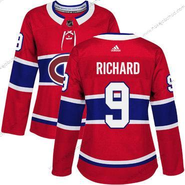 Adidas Žena Montreal Canadiens #9 Maurice Richard Červené Domácí Autentické Sešitý NHL Dres