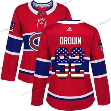 Adidas Žena Montreal Canadiens #92 Jonathan Drouin Červené Domácí Autentické USA Flag Sešitý NHL Dres