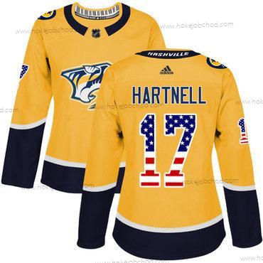 Adidas Žena Nashville Predators #17 Scott Hartnell Žlutá Domácí Autentické USA Flag Sešitý NHL Dres