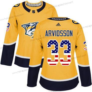 Adidas Žena Nashville Predators #33 Viktor Arvidsson Žlutá Domácí Autentické USA Flag Sešitý NHL Dres