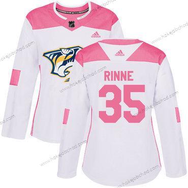 Adidas Žena Nashville Predators #35 Pekka Rinne Bílý Růžový Autentické Sešitý NHL Dres