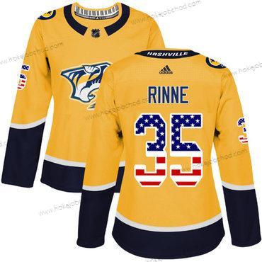 Adidas Žena Nashville Predators #35 Pekka Rinne Žlutá Domácí Autentické USA Flag Sešitý NHL Dres