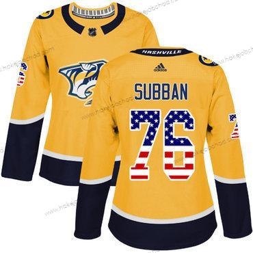 Adidas Žena Nashville Predators #76 P.K Subban Žlutá Domácí Autentické USA Flag Sešitý NHL Dres