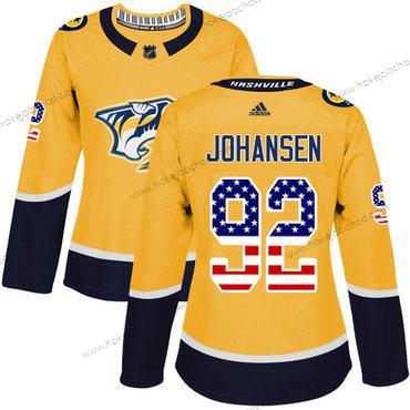 Adidas Žena Nashville Predators #92 Ryan Johansen Žlutá Domácí Autentické USA Flag Sešitý NHL Dres