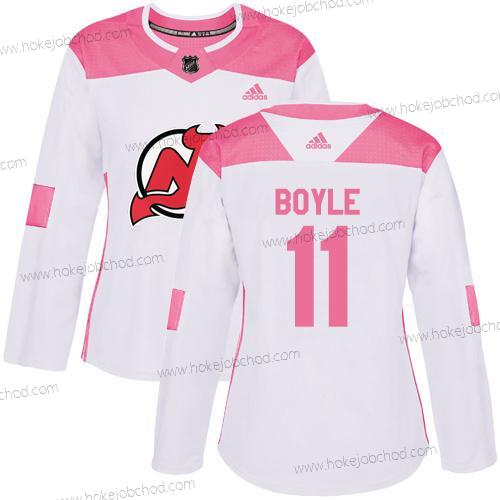 Adidas Žena New Dres Devils #11 Brian Boyle Bílý Růžový Autentické Sešitý NHL Dres