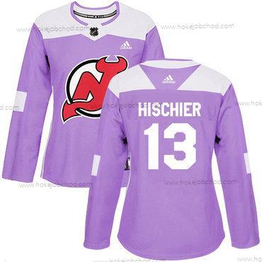 Adidas Žena New Dres Devils #13 Nico Hischier Nachový Autentické Bojuje proti rakovině Sešitý NHL Dres