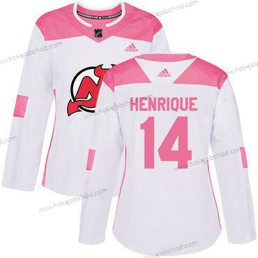 Adidas Žena New Dres Devils #14 Adam Henrique Bílý Růžový Autentické Sešitý NHL Dres