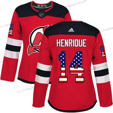 Adidas Žena New Dres Devils #14 Adam Henrique Červené Domácí Autentické USA Flag Sešitý NHL Dres