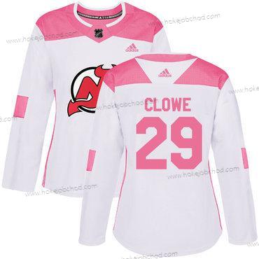 Adidas Žena New Dres Devils #29 Ryane Clowe Bílý Růžový Autentické Sešitý NHL Dres