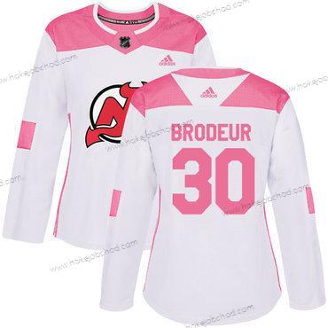 Adidas Žena New Dres Devils #30 Martin Brodeur Bílý Růžový Autentické Sešitý NHL Dres