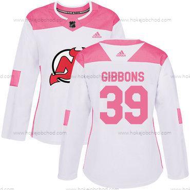 Adidas Žena New Dres Devils #39 Brian Gibbons Bílý Růžový Autentické Sešitý NHL Dres