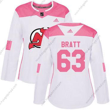 Adidas Žena New Dres Devils #63 Jesper Bratt Bílý Růžový Autentické Sešitý NHL Dres