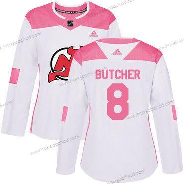 Adidas Žena New Dres Devils #8 Will Butcher Bílý Růžový Autentické Sešitý NHL Dres