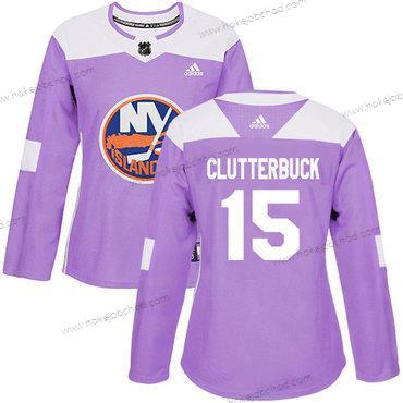 Adidas Žena New York Islanders #15 Cal Clutterbuck Nachový Autentické Bojuje proti rakovině Sešitý NHL Dres