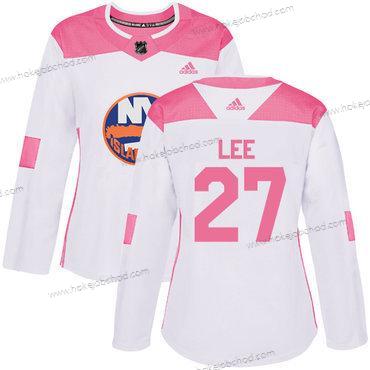 Adidas Žena New York Islanders #27 Anders Lee Bílý Růžový Autentické Sešitý NHL Dres