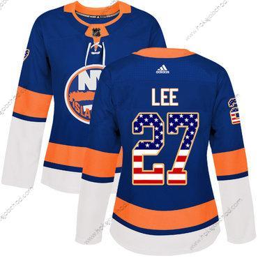 Adidas Žena New York Islanders #27 Anders Lee Royal Modrý Domácí Autentické USA Flag Sešitý NHL Dres