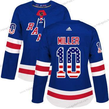 Adidas Žena New York Rangers #10 J.T. Miller Royal Modrý Domácí Autentické USA Flag Sešitý NHL Dres