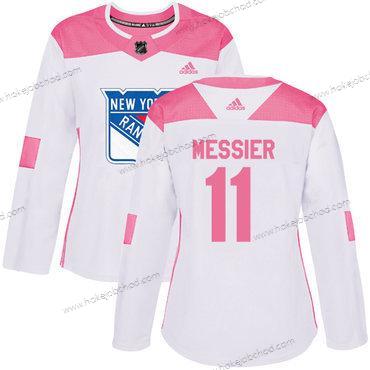 Adidas Žena New York Rangers #11 Mark Messier Bílý Růžový Autentické Sešitý NHL Dres