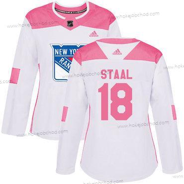 Adidas Žena New York Rangers #18 Marc Staal Bílý Růžový Autentické Sešitý NHL Dres