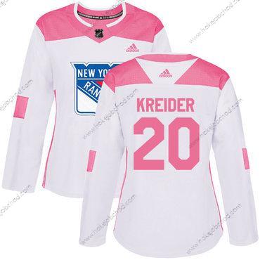 Adidas Žena New York Rangers #20 Chris Kreider Bílý Růžový Autentické Sešitý NHL Dres