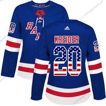 Adidas Žena New York Rangers #20 Chris Kreider Royal Modrý Domácí Autentické USA Flag Sešitý NHL Dres