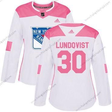 Adidas Žena New York Rangers #30 Henrik Lundqvist Bílý Růžový Autentické Sešitý NHL Dres