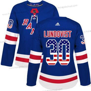 Adidas Žena New York Rangers #30 Henrik Lundqvist Royal Modrý Domácí Autentické USA Flag Sešitý NHL Dres