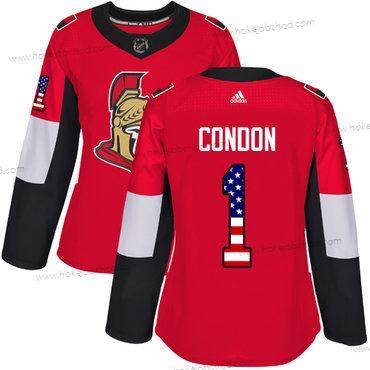 Adidas Žena Ottawa Senators #1 Mike Condon Červené Domácí Autentické USA Flag Sešitý NHL Dres