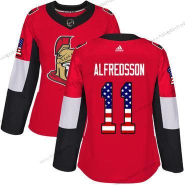 Adidas Žena Ottawa Senators #11 Daniel Alfredsson Červené Domácí Autentické USA Flag Sešitý NHL Dres