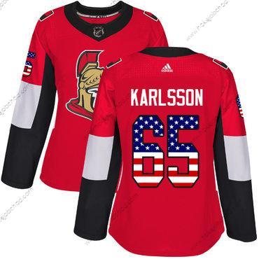 Adidas Žena Ottawa Senators #65 Erik Karlsson Červené Domácí Autentické USA Flag Sešitý NHL Dres