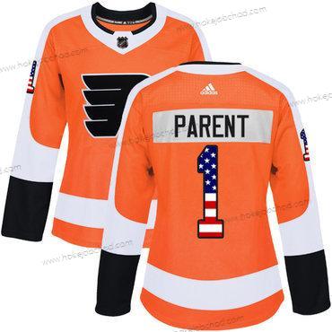 Adidas Žena Philadelphia Flyers #1 Bernie Parent Oranžová Domácí Autentické USA Flag Sešitý NHL Dres