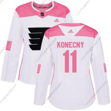 Adidas Žena Philadelphia Flyers #11 Travis Konecny Bílý Růžový Autentické Sešitý NHL Dres