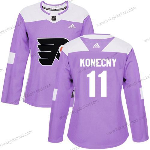 Adidas Žena Philadelphia Flyers #11 Travis Konecny Nachový Autentické Bojuje proti rakovině Sešitý NHL Dres