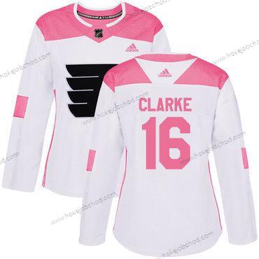 Adidas Žena Philadelphia Flyers #16 Bobby Clarke Bílý Růžový Autentické Sešitý NHL Dres