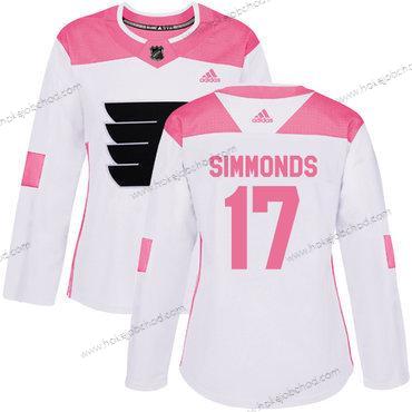 Adidas Žena Philadelphia Flyers #17 Wayne Simmonds Bílý Růžový Autentické Sešitý NHL Dres