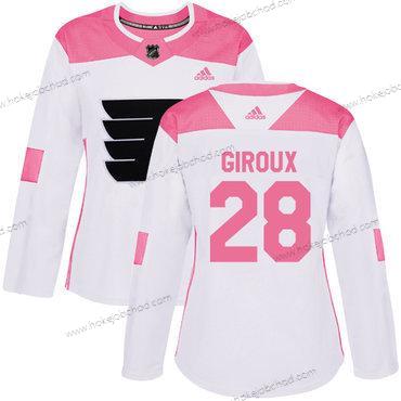 Adidas Žena Philadelphia Flyers #28 Claude Giroux Bílý Růžový Autentické Sešitý NHL Dres