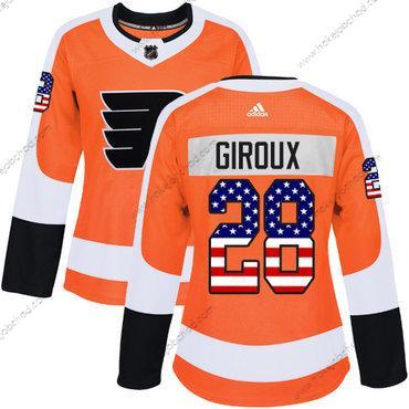 Adidas Žena Philadelphia Flyers #28 Claude Giroux Oranžová Domácí Autentické USA Flag Sešitý NHL Dres