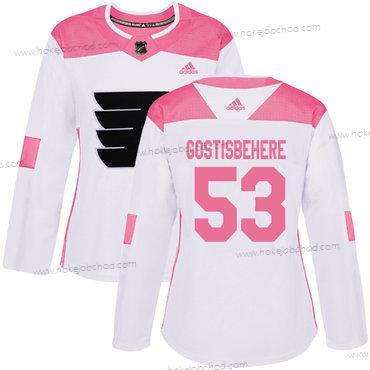 Adidas Žena Philadelphia Flyers #53 Shayne Gostisbehere Bílý Růžový Autentické Sešitý NHL Dres