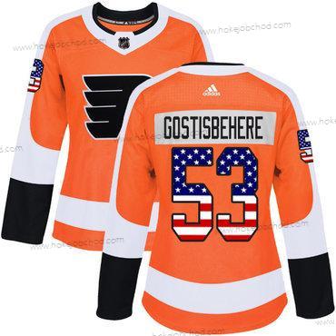 Adidas Žena Philadelphia Flyers #53 Shayne Gostisbehere Oranžová Domácí Autentické USA Flag Sešitý NHL Dres